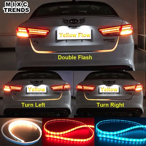 Car Styling Turn Signal Amber Flow Led Strip Trunk Tail Light Ice Blue Led Drl Daytime Running