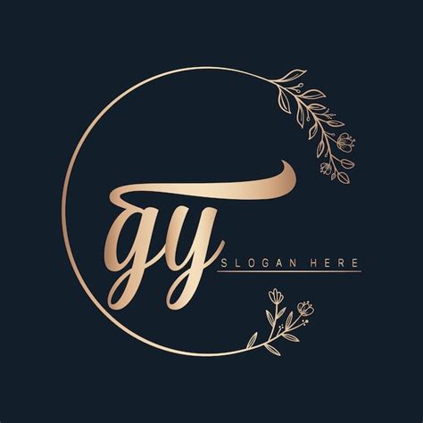 Premium Vector Gy Letter Logo Design With Circle In Gold Color Leaf