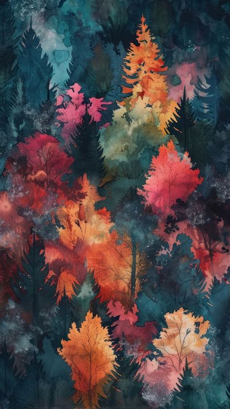 Forest watercolor wallpaper tree abstract | Free Photo Illustration ...