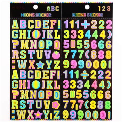 LETTERS NUMBERS STICKERS Zelfklevende Glitter Alfabet Craft 3D