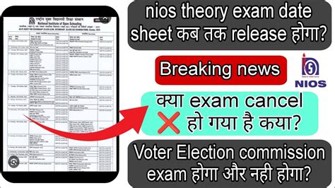 Nios Big Latest Update April Exam 2024 Final Datesheet Nios April