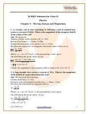 NCERT Solutions For Class 12 Physics Chapter 4 Moving Charges And