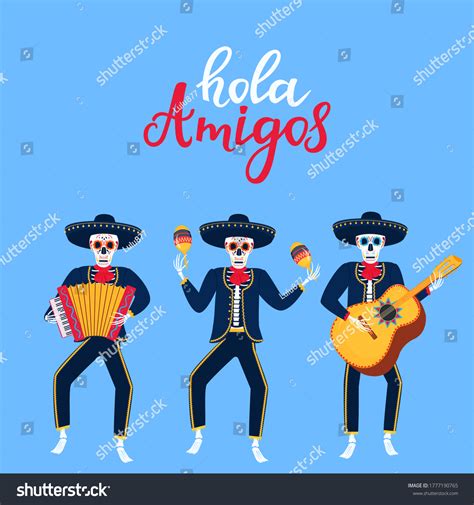 Hola Amigos Hand Drawn Lettering Cartoon Stock Vector (Royalty Free ...