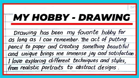 My Hobby My Hobby Drawing Essay My Favourite Hobby Paragraph