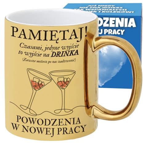 Kubek Prezent ZŁOTE LUSTRO POŻEGNANIE ODEJŚCIE KOLEŻANKI KOLEGI Z PRACY