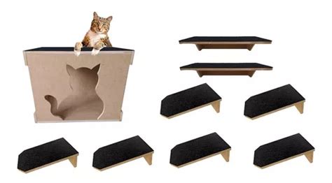 Kit Nicho P S Para Gatos Toca Degraus Prateleira Em Mdf