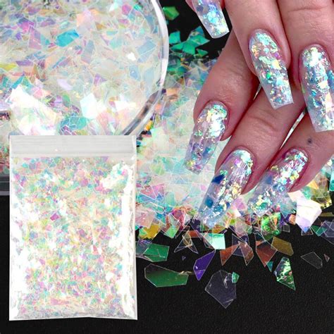 G Holographic Ab Nail Glitter Flakes Shell Sparkly Sequins Irregular