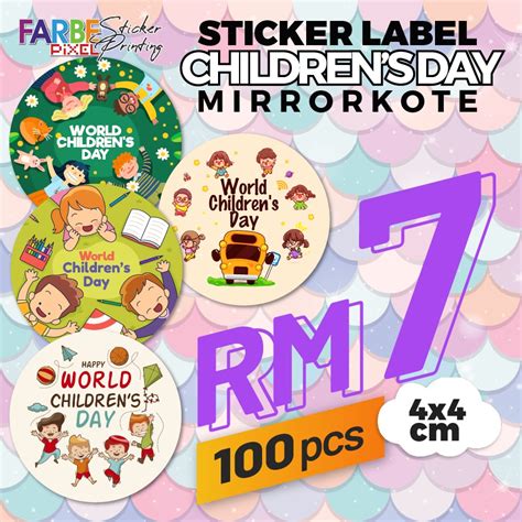 100 Pcs Sticker Happy Childrens Day Sticker Hari Kanak Kanak