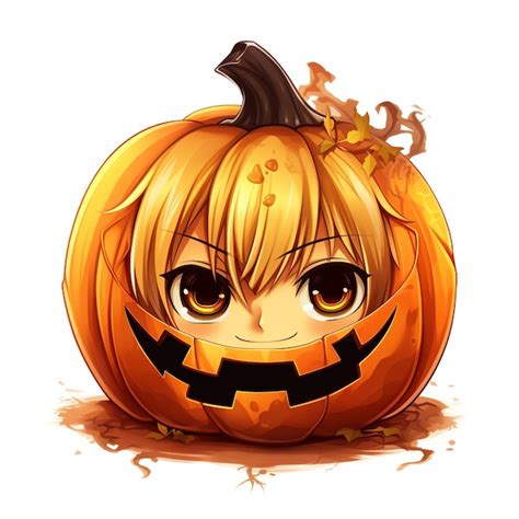 Premium AI Image | pumpkin anime on a white background