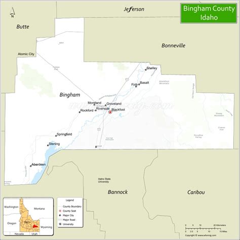 Map Of Bingham County Idaho Where Is Located Cities Population