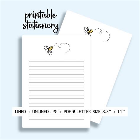 Printable Bee Stationery Bee Letter Paper Bee Paper Etsy In 2022