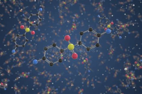 Dapsone Molecule Ball And Stick Molecular Model Chemistry Related 3d Rendering Stock