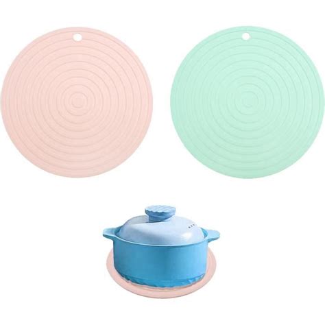 2 Pièces Rond Silicone Tapis Pot Dessous Plat Résistant Chaleur Rond