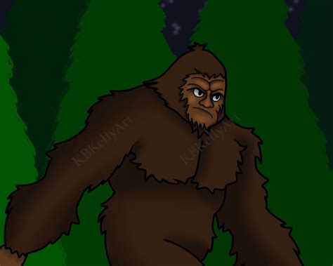 Bigfoot Art Print Cryptid Wall Art Sasquatch Digital Illustration