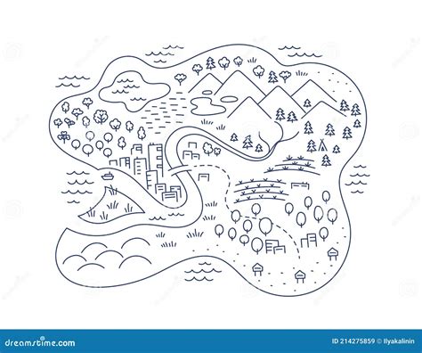 Island Locality Area Map Sketch Isle City And Village Map For Board