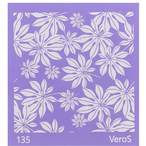 Silk Screen VeroS pour pâte polymère 90x90 mm Motif feuilles d Aralia