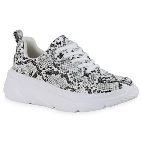 Damen Plateau Sneaker In Weiss Snake Online Kaufen