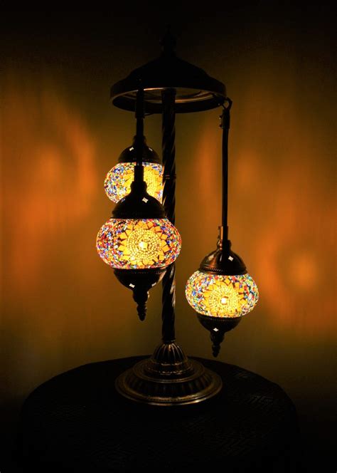 Turkish Mosaic Floor Lamp 3 Globe Amber Star Nirvana Eastern Imports