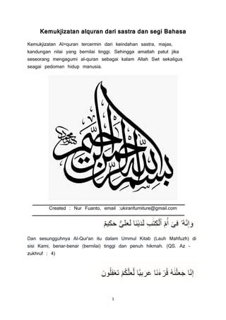 Kemukjizatan Alquran Dari Sastra Dan Segi Bahasa PDF