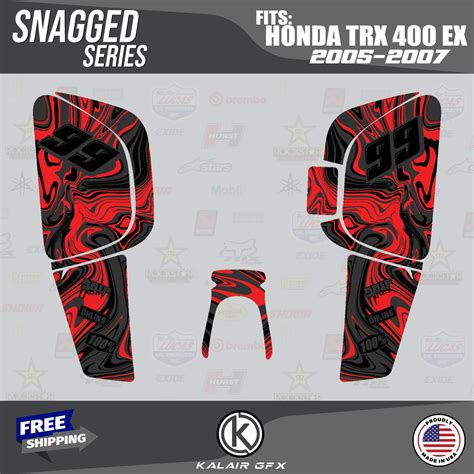 Graphics Kit For Honda Trx400ex 2005 2007 16mil Snagged Series Red