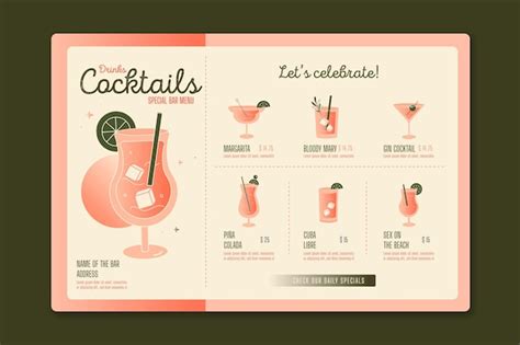 Free Vector Cocktail Menu Concept