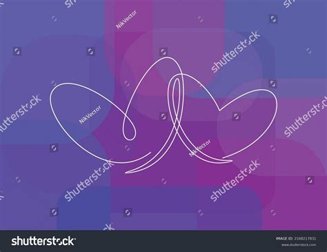 Continuous Line Drawing Love Sign Two Stock Vector Royalty Free