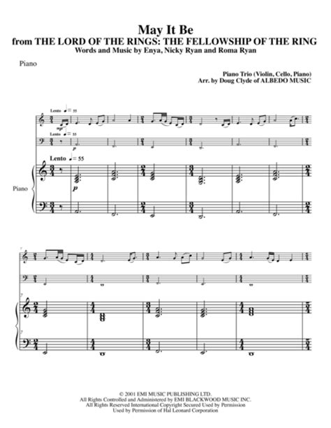 May It Be Sheet Music Enya String Ensemble