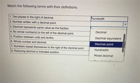 Solved Match The Following Terms With Their Chegg