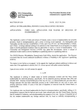 Application Form I Application For Waiver Of Grounds Of Uscis