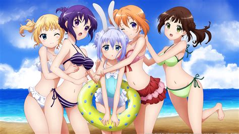 วอลเปเปอร์ อะนิเมะ การ์ตูน Gochuumon Wa Usagi Desu Ka Kafuu Chino