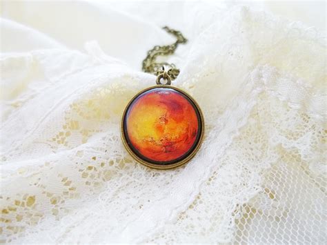 Mars Necklace Mars Solar System Necklace Planet Necklace Etsy