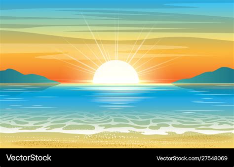 Seascape Sunset Background Royalty Free Vector Image