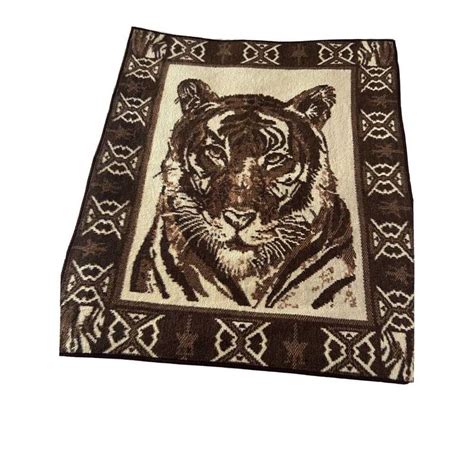 Vintage Vintage Bengal Tiger Reversible Blanket Throw Gem