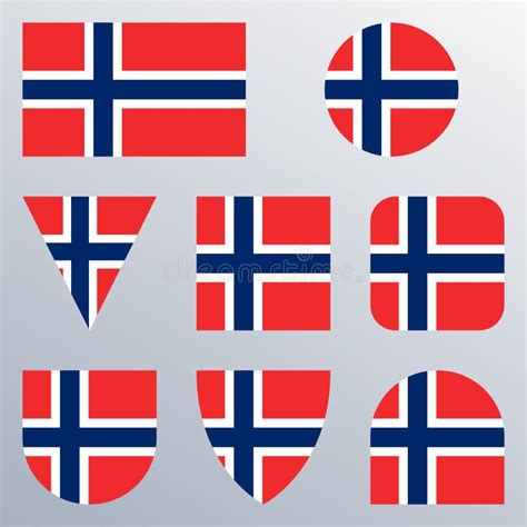 Norway Vlag Icon Set Noorse Vlaggenknop Of Badge In Verschillende