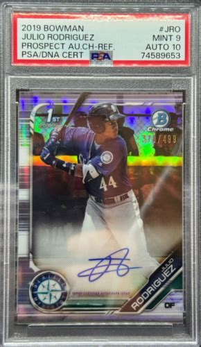 2019 Bowman Chrome Julio Rodriguez RC Refractor Auto 499 PSA 9 Auto