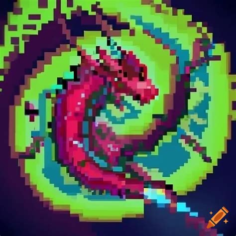 Dynamic Pixel Art Of A Spiral Dragon On Craiyon