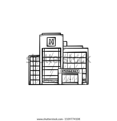 Hospital Building Hand Drawn Outline Doodle Stock Vector (Royalty Free ...