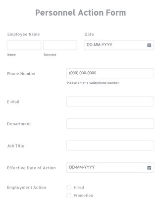 Personnel Action Form Template Jotform