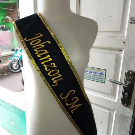 Jual Slempang Selempang Sash Wisuda Bludru Bordir Piita Emas Shopee