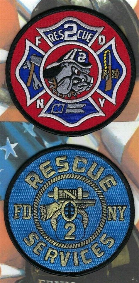 Fdny Rescue 2 Company Patch Set Mean Bulldog Very Nice Set