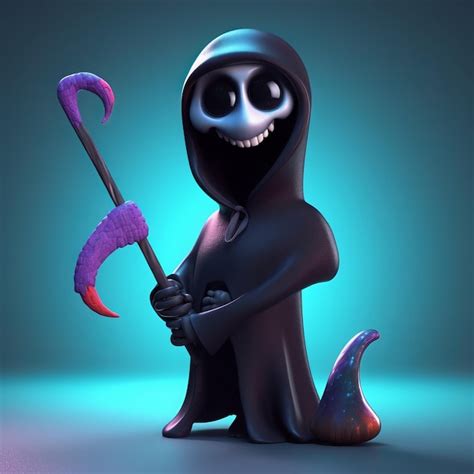 Premium AI Image | Funny Grim Reaper Cartoon Character