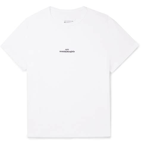 Maison Margiela Logo Embroidered Cotton Jersey T Shirt White Maison