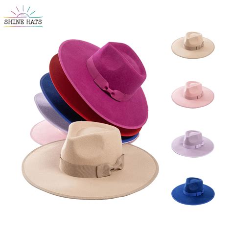 Shinehats Extra Wide Brim Panama Rancher Fedora Hats Wool Felt