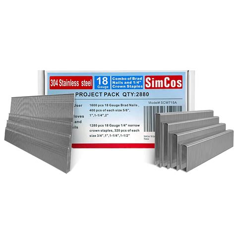 SimCos 18 Gauge 304 Stainless Steel 1 4 Norrow Crown Staples 3 4 1 1