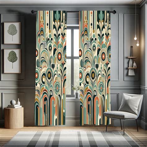 Ambesonne Abstract Modern Curtains 2 Panel Set Art Scandi Leaves Pair