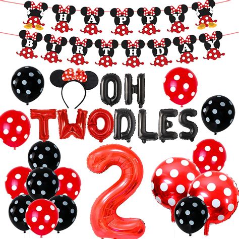 Buy JOYMEMO2nd Birthday Decoration Set Themed Of Cartoon Mouse Red And