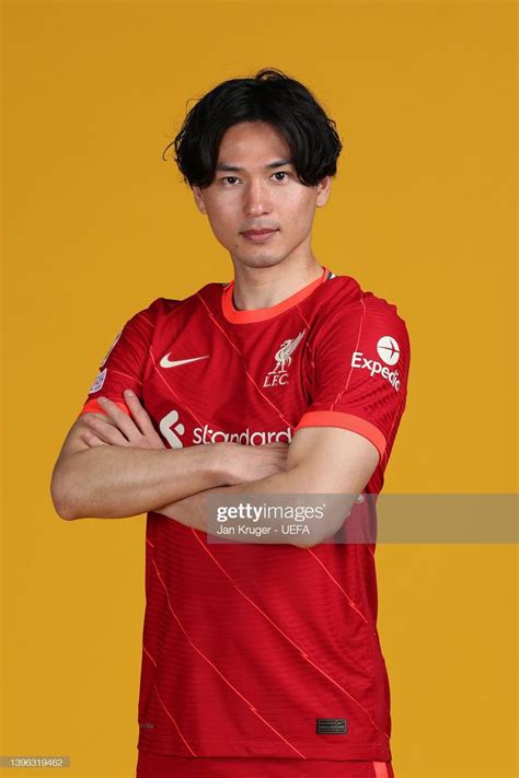 Takumi Minamino Of Liverpool Poses During The Uefa Champions League