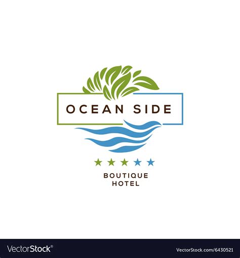 Logo For Hotel Ocean Side Resort Logotype Design Vector Image