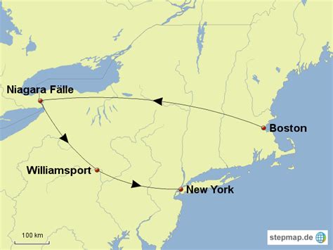 StepMap Rundreise USA Osten Landkarte für USA