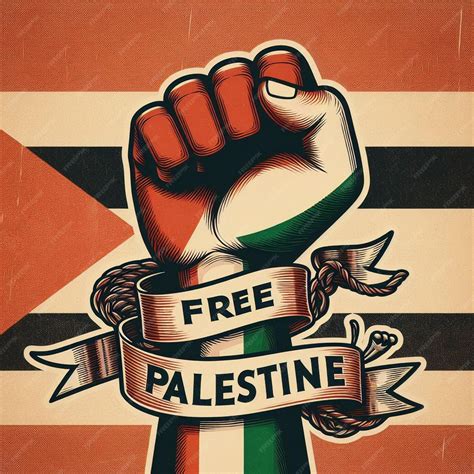 Premium Photo | Free Palestine with Protest hand with retro look